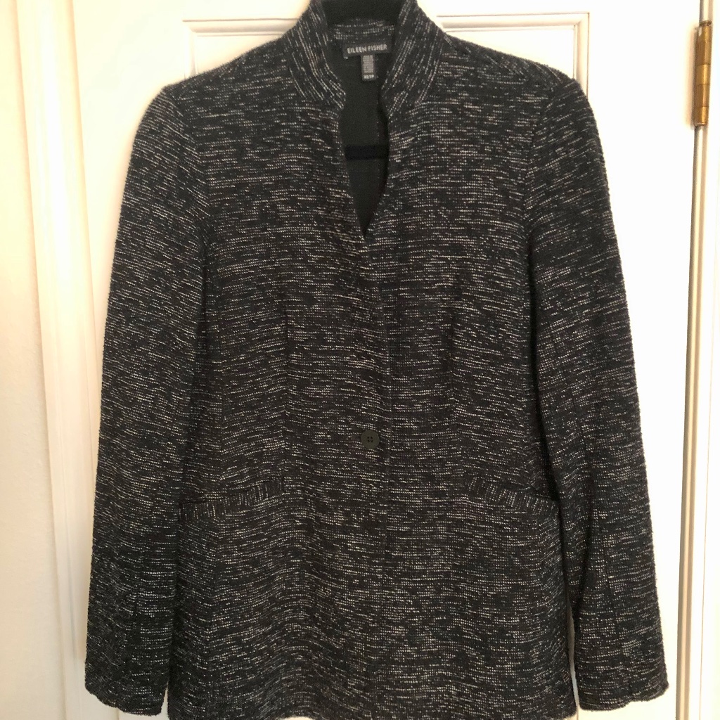 Eileen Fisher Cotton Knit Marled Jacket Size Xs. Excellent Condition.